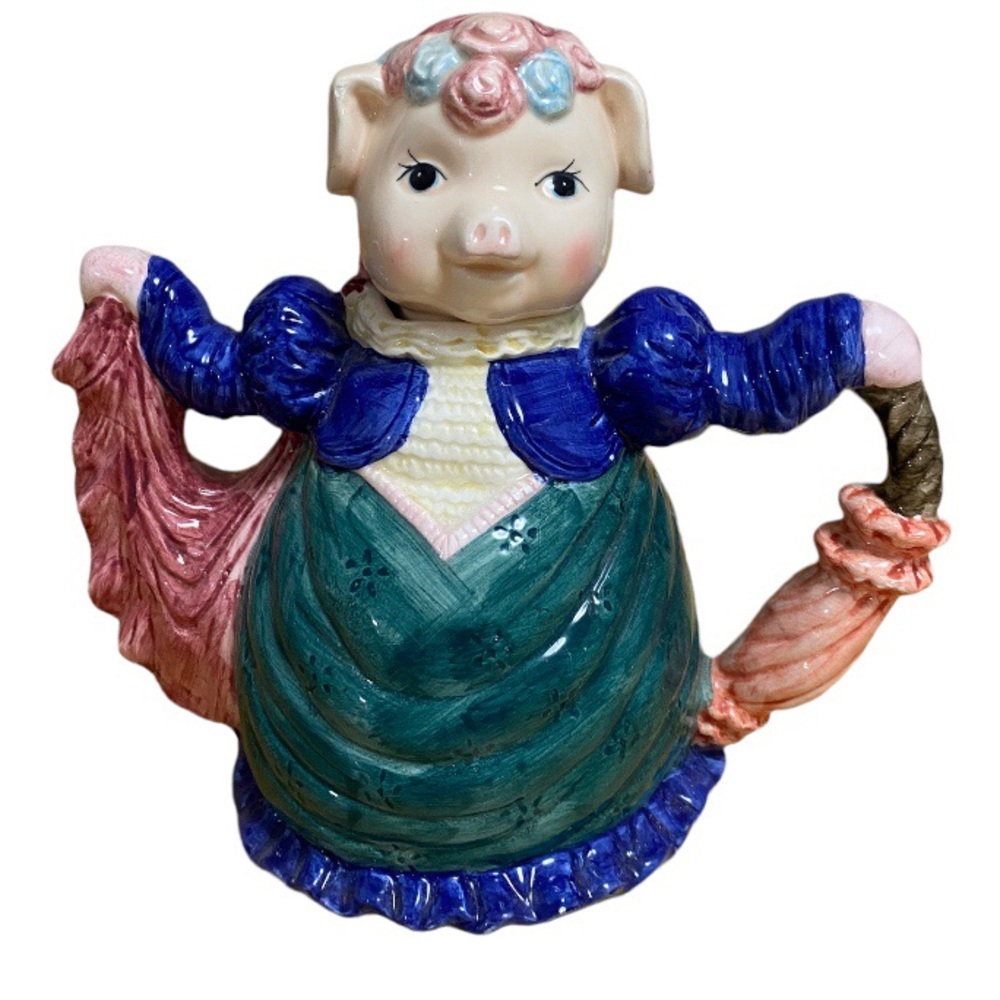 Vintage Petunia PIG Victorian French Provincial Renaissance Teapot 8” Pitcher